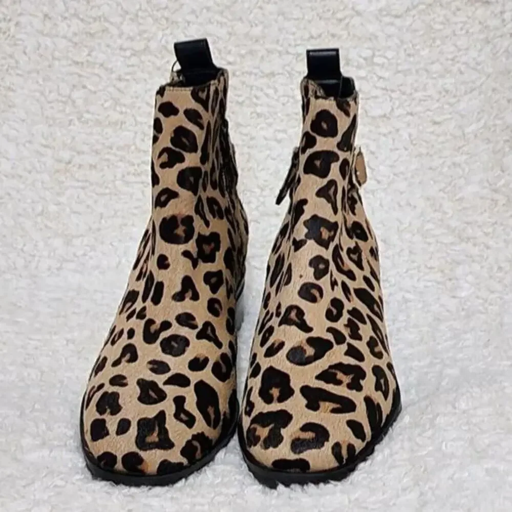 Cole Haan Harrington Grand Buckle Bootie in Ocelot Print Haircalf‎ size 8 B new! - Picture 5 of 16